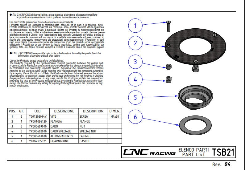 Tappo serbatoio in carbonio Pramac Racing Limited Edition CNC Racing Ducati Panigale V4/S (2025) TSB21PR 