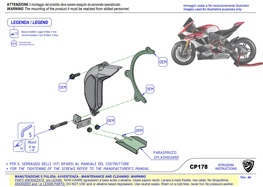 Copertura del pignone in alluminio CNC Racing Ducati Panigale V4/S (2025) CP178 