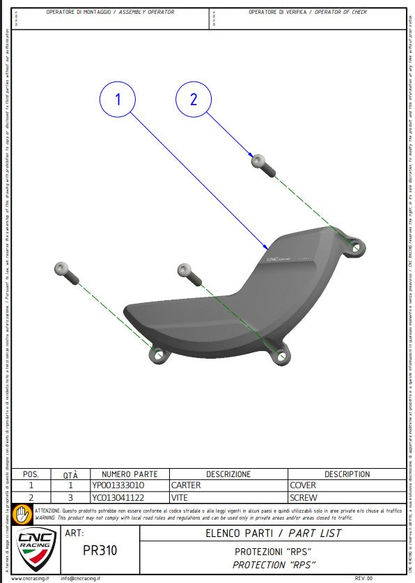 Copertura protettiva in alluminio per frizione CNC Racing Ducati Panigale V4/S (2025) PR310 