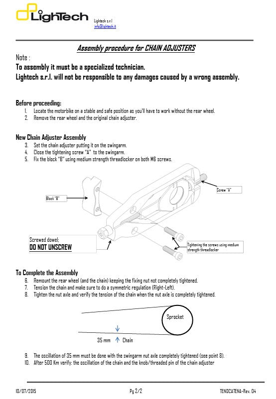 Tenditore a catena Lightch Yamaha YZF-R1/M RN32 RN49 (15-19) Teya003