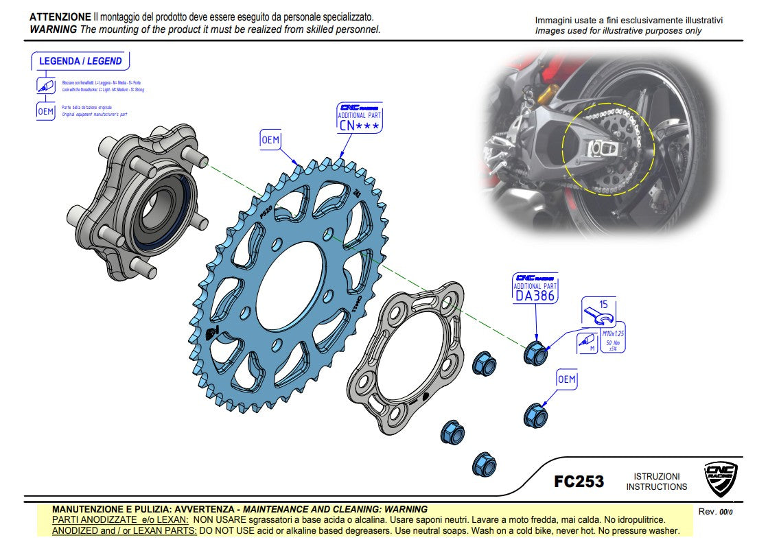 Porta pignone CNC Racing Ducati Panigale V4/S (2025) FC253 