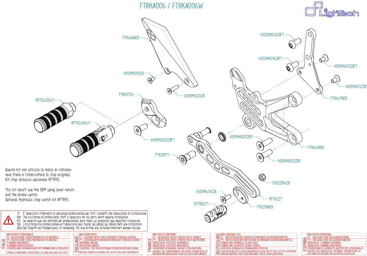 Impianto di freni LighTech Kawasaki ZX-10 R/RR (16-20) FTRKA006/W 
