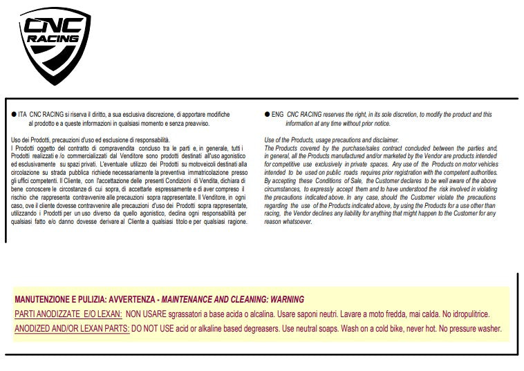 Tappo serbatoio con chiusura rapida Livery Tricolore CNC Racing Ducati Panigale V4/S (2025) TS401R 