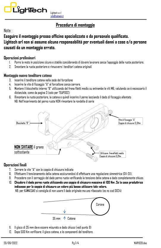 Tenditore a catena Lightch Yamaha YZF-R1 RN22 (09-14) Teya004