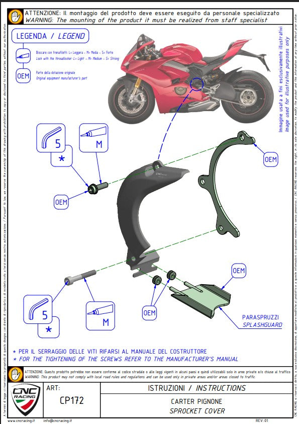 Copertura del pignone in alluminio CNC Racing Ducati Panigale V4/S (2025) CP172 