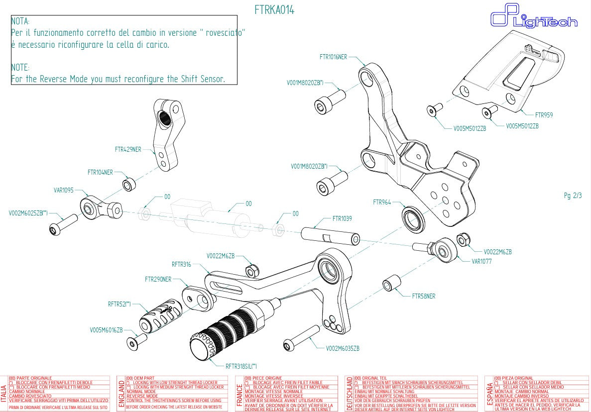 Sistema di poggiapiedi Track-Feus Lightch Kawasaki ZX-4 RR (23-25) FTRKA014