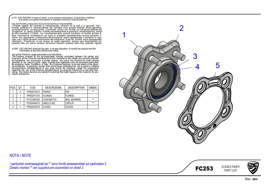 Porta pignone CNC Racing Ducati Panigale V4/S (2025) FC253 