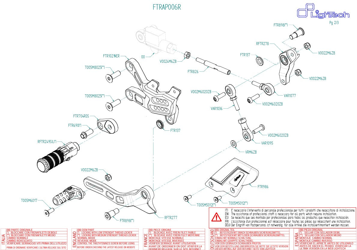 Sistema poggiapiedi RECHEECH SCUNSAZIONE DI APRIZIONE APRIIA RSV4/RF/RR/1100 Factory (17-25) FTRAP006R