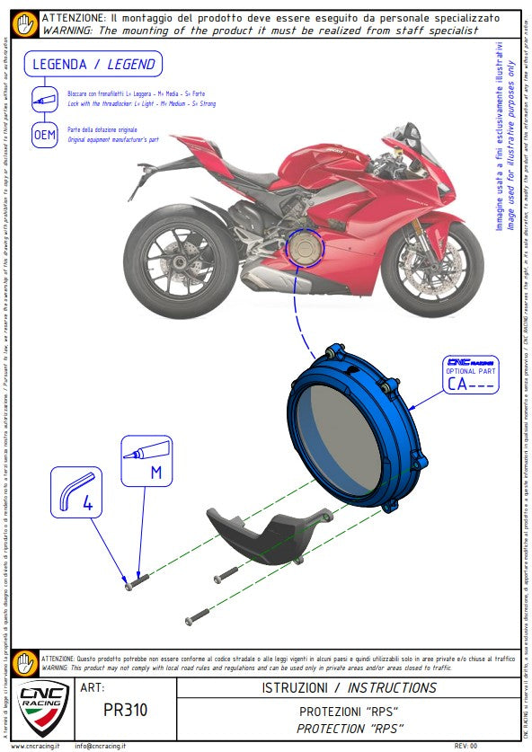 Copertura protettiva in alluminio per frizione CNC Racing Ducati Panigale V4/S (2025) PR310 