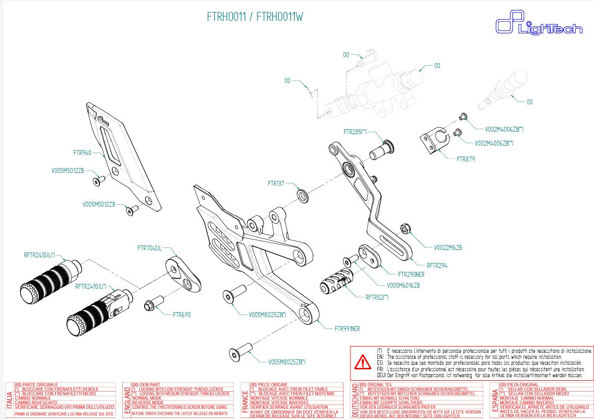 Sistema poggiapiedi Lucechech Honda CBR 1000 RR-R SC82 (20-25) FTRHO011/W