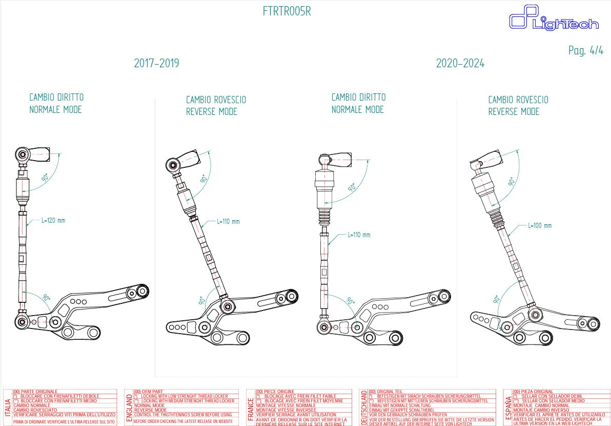 Sistema di poggiapiedi R Lightch Triumph Street Triple 765 S / R / RS (17-25) FTRTR005R
