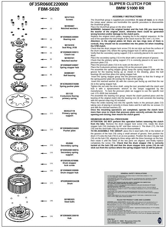 Accoppiamento anti-hopping STM BMW M1000RR K66 (23-25) FBM-S020