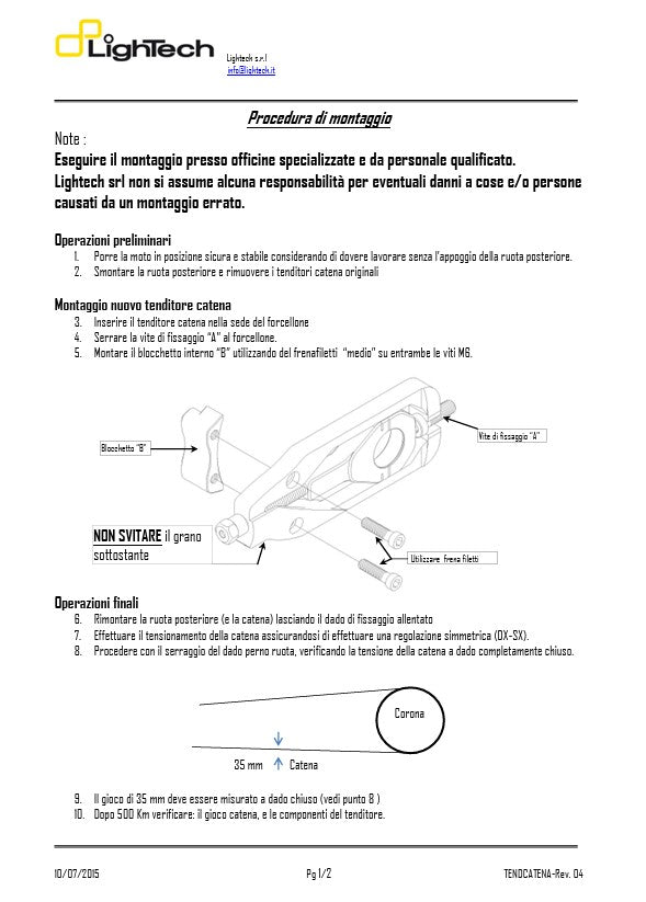 Tenditore a catena Lightch Kawasaki ZX-10 R (11-15) Teka003