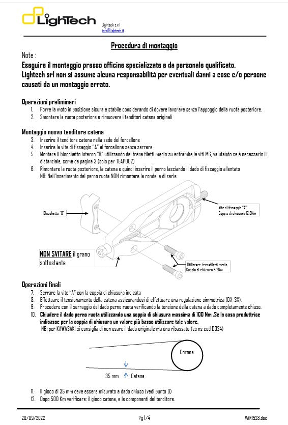 Tenditore a catena Lightch Honda CBR 1000 RR SC59 (08-16) TEHO002