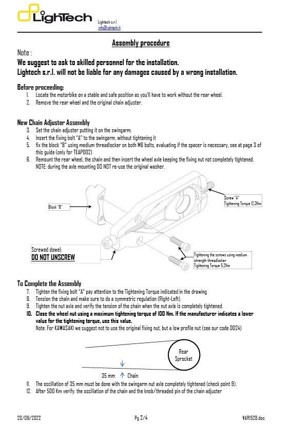 Tenditore a catena Lightch Honda CBR 1000 RR SC59 (08-16) TEHO002