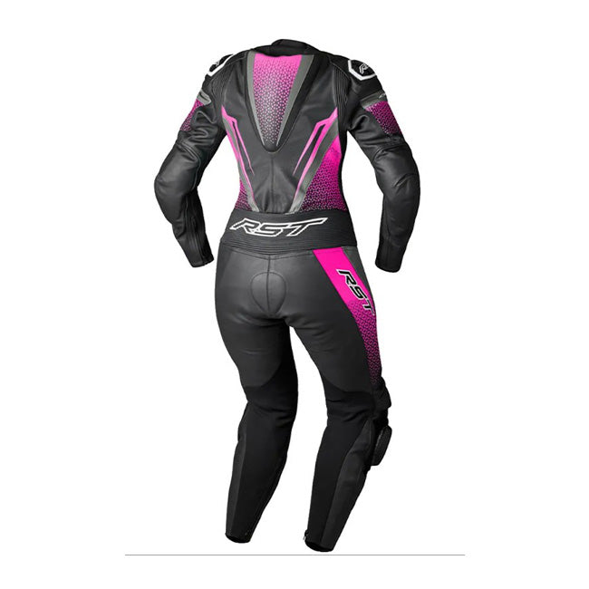 RST Tractech EVO D3O tuta intera Tuta in pelle – Tuta da corsa traforata | Donne | Nero/Rosa | 103643 