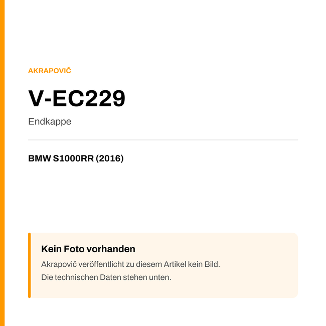 Akrapovic Endkappe BMW S1000RR (16-16) V-EC229 — Platzhalter, kein Herstellerfoto verfügbar