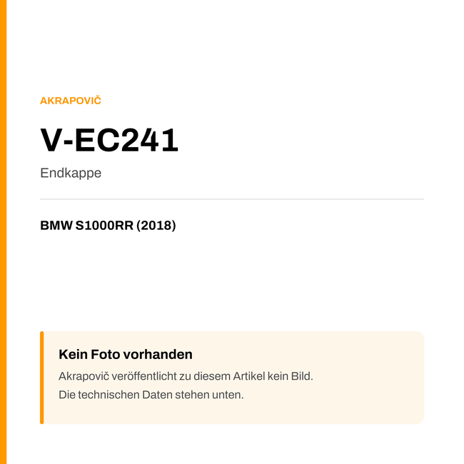 Akrapovic Endkappe BMW S1000RR (18-18) V-EC241 — Platzhalter, kein Herstellerfoto verfügbar
