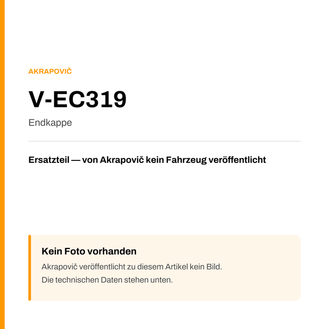 Akrapovic Endkappe V-EC319 — Platzhalter, kein Herstellerfoto verfügbar