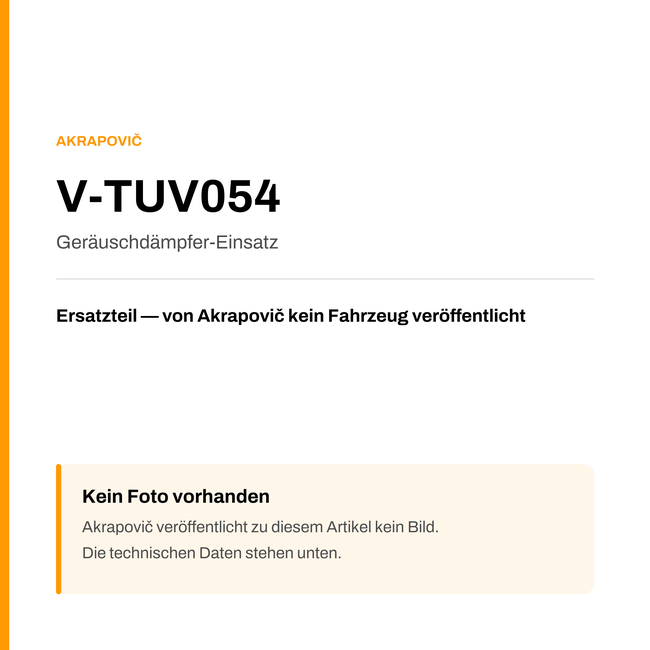 Akrapovic Geräuschdämpfer-Einsatz V-TUV054 — Platzhalter, kein Herstellerfoto verfügbar
