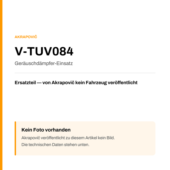 Akrapovic Geräuschdämpfer-Einsatz V-TUV084 — Platzhalter, kein Herstellerfoto verfügbar