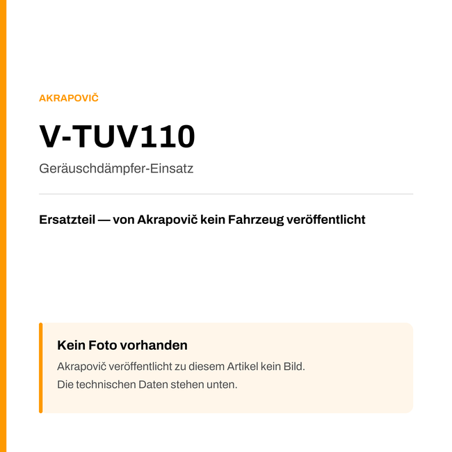 Akrapovic Geräuschdämpfer-Einsatz V-TUV110 — Platzhalter, kein Herstellerfoto verfügbar