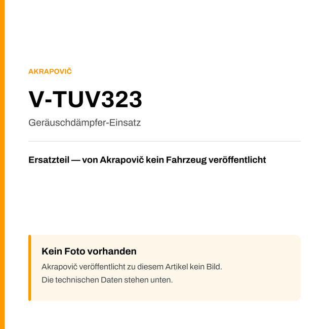 Akrapovic Geräuschdämpfer-Einsatz V-TUV323 — Platzhalter, kein Herstellerfoto verfügbar