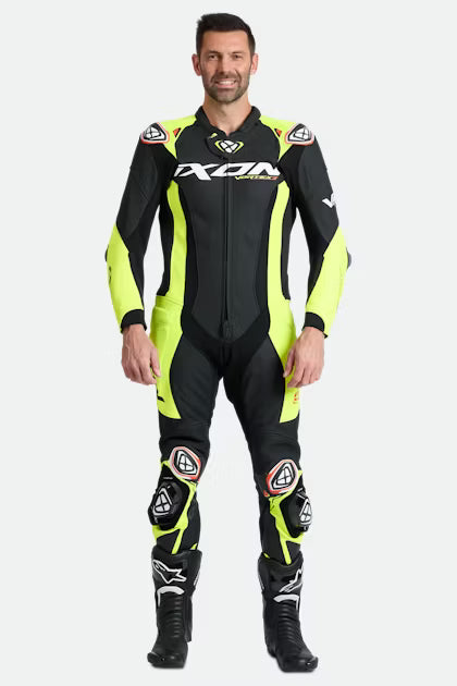 IXON Vortex 3 tuta intera Tuta in pelle – Tuta da gara traforata | Uomo | Nero/Giallo neon 