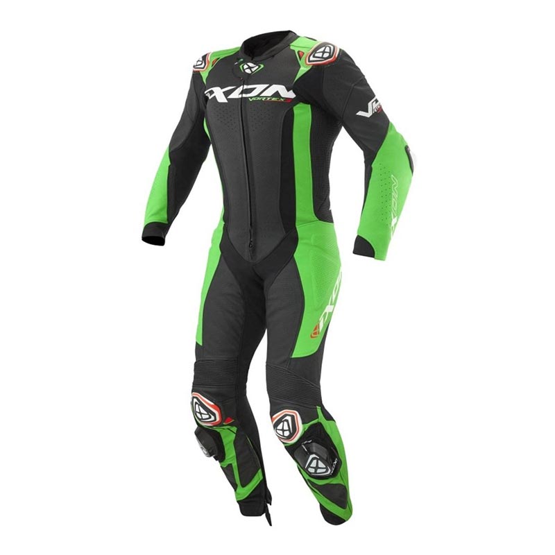 IXON Vortex 3 tuta intera Tuta in pelle – Tuta da gara traforata | Uomo | Nero/Verde 
