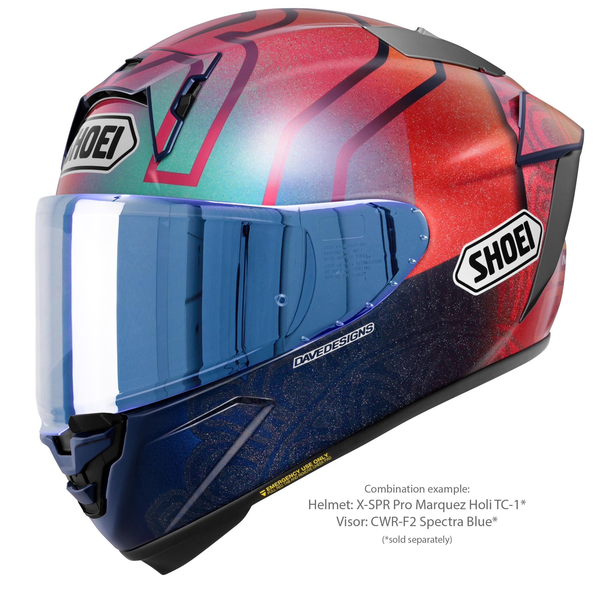 Shoei Visier X-Sppr Pro (CWR-F2PN) Blu specchio