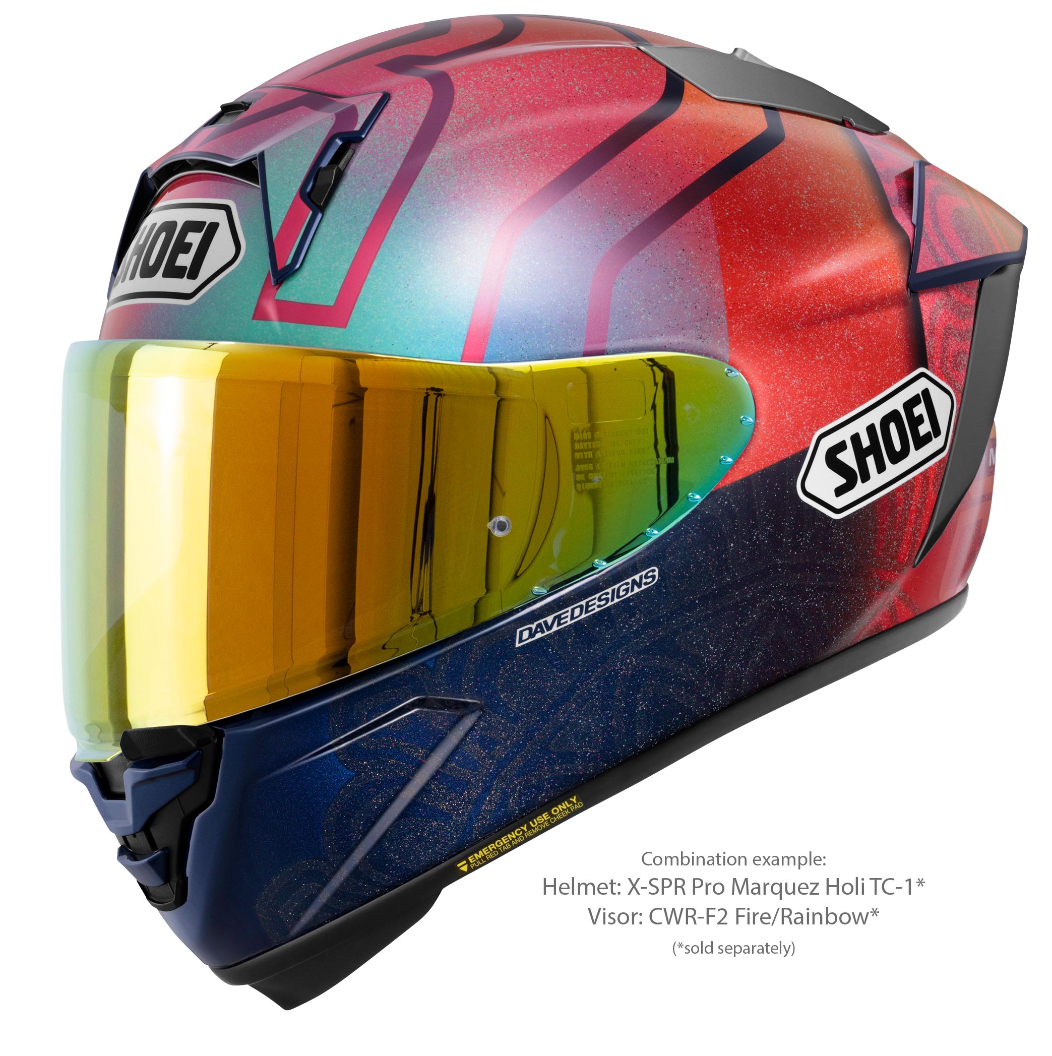 Shoei Visier X-Sppr Pro (CWR-F2PN) Rainbow Mirror