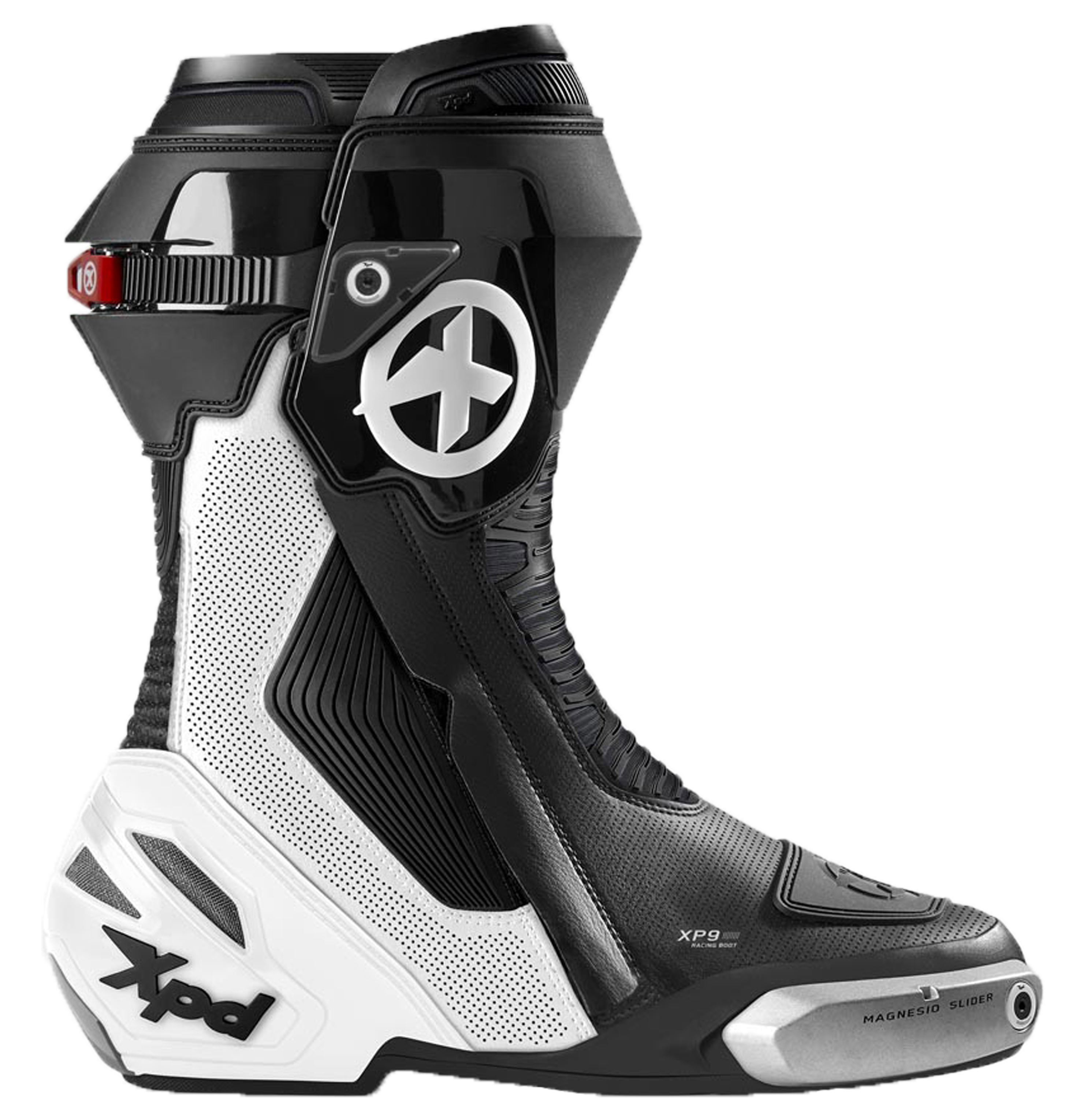 Stivale da moto da corsa e da strada XPD XP9-S AIR perforato | Uomo | Bianco/Nero 