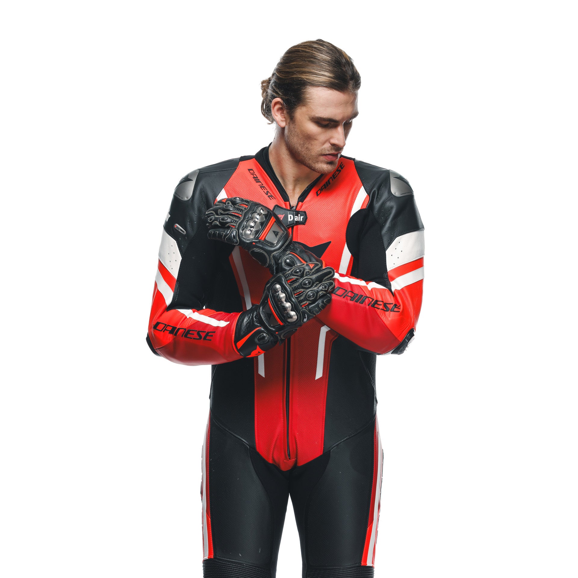 DAINESE MISANO 3 D-AIR® in pelle monopezzo Combinazione per airbag Perforata Airbag Suit | Uomini | Rosso