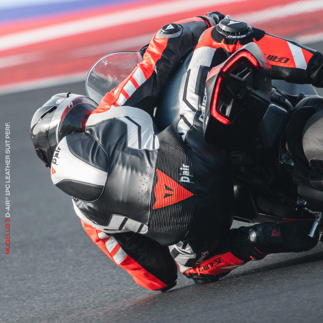 Mugello 3 D-AIR® Dainese Combinazione in pelle monopezzo. Uomini | Nero/rosso