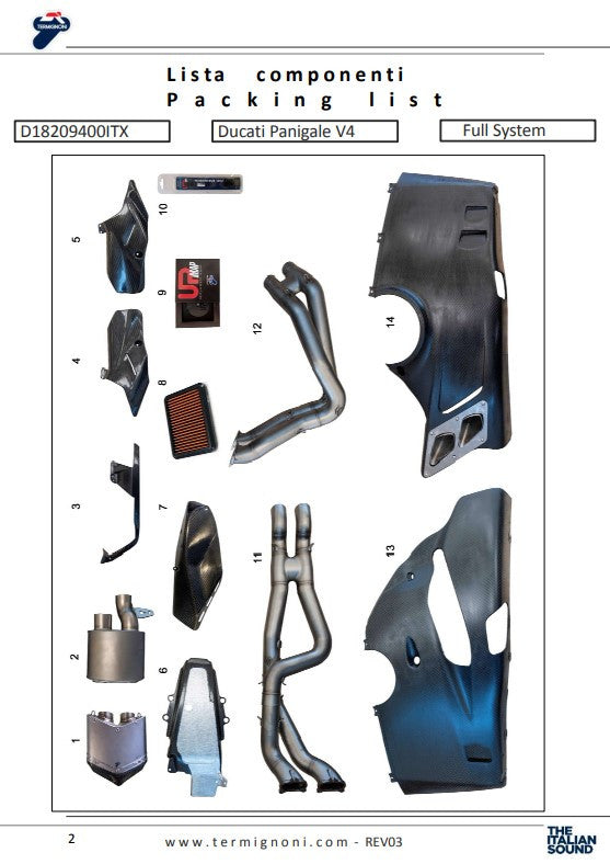 Ternignoni Sistema completo Titanio 4uscite Ducati Panigale V4 R (19-24) D18209401ttx