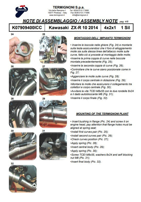 Termignoni Sistema completo in acciaio inossidabile Kawasaki ZX-10 R/RR (16-20) K07909400ICC