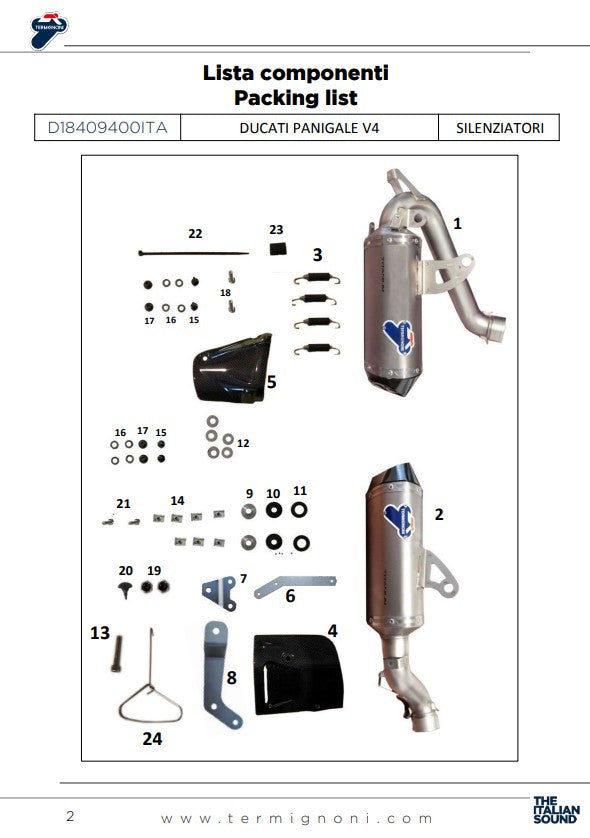 Kit slip-on termignoni Ducati Panigale V4/S/R (18-24) D18409400ita