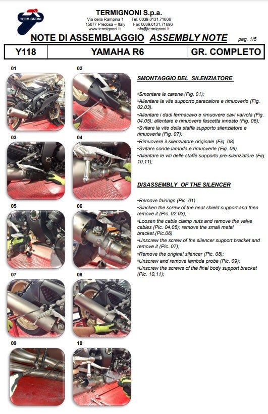 Termignoni Sistema completo Titanio Kit-SSP Versione Yamaha YZF-R6 (06-25) Y11810200TCC