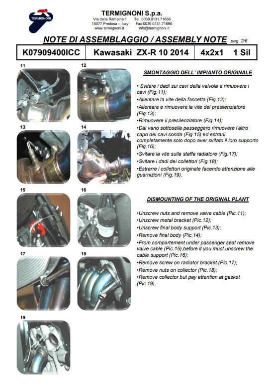 Ternignoni Sistema completo Titanio Kawasaki ZX-10 R/RR (16-20) K08010200TCC