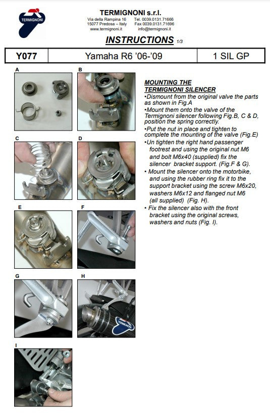 Termignoni Slip-On Classic-GP High Yamaha YZF-R6 (06-25) Y077080CR