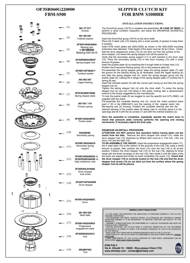 STM EVO GP frizione secca BMW S1000RR K46 (09-18) KTT-1300 