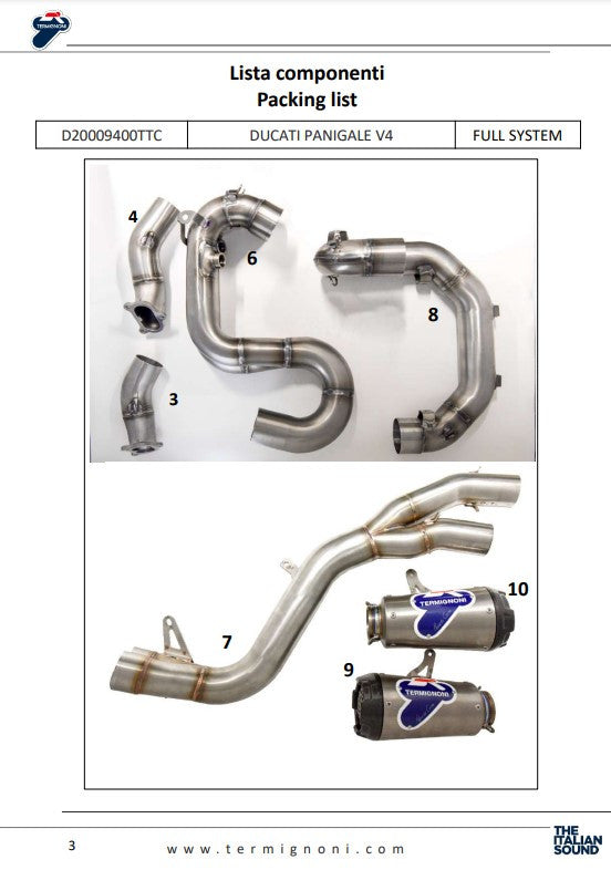 Ternignoni Sistema completo Titanio D200 RHT Ducati Panigale V4 R (19-24) D20009400TTC