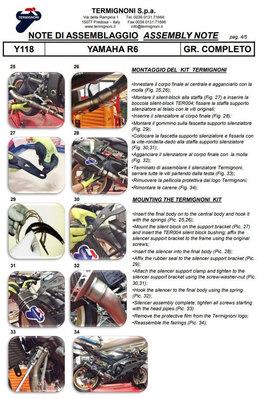 Termignoni Sistema completo Titanio Kit-SSP Versione Yamaha YZF-R6 (06-25) Y11810200TCC