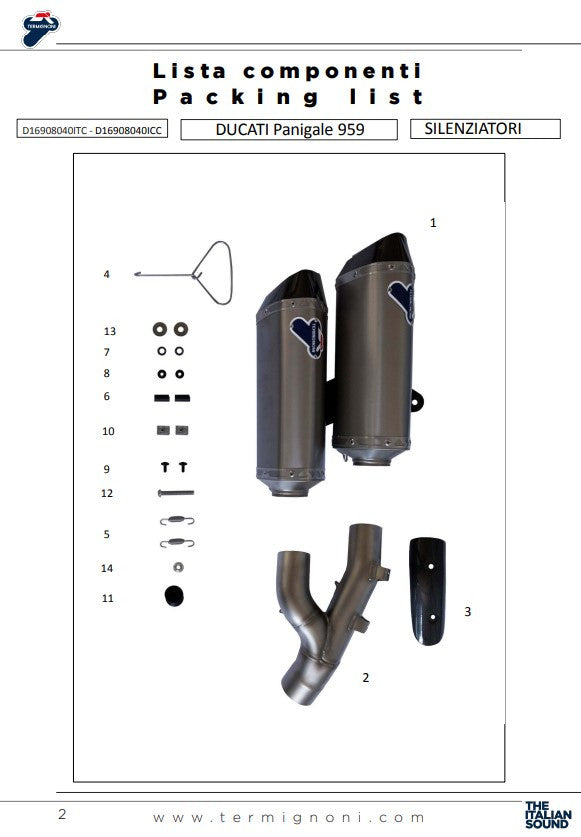 Termignoni Slip-On Force Titanium Ducati Panigale 959 (16-19) D16908040ITC