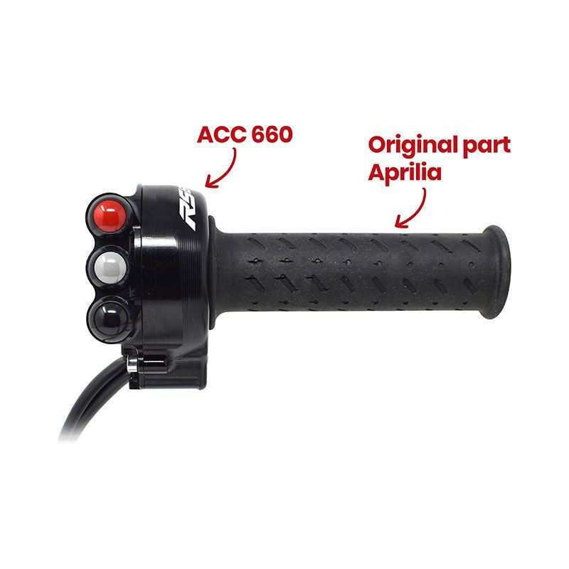 Ganascia della manopola del gas con interruttore sul manubrio integrato JetPrime Aprilia RS 660 (20-24) JP ACC 660 