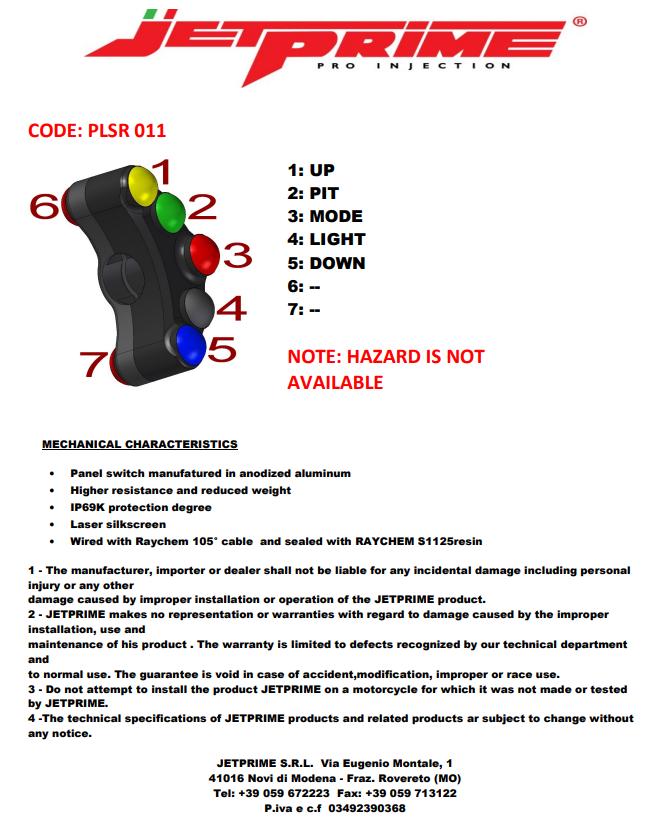 Switch Switch Race Left Jetprime Suzuki GSX-R 1000 (17-23) JP PLSR 011