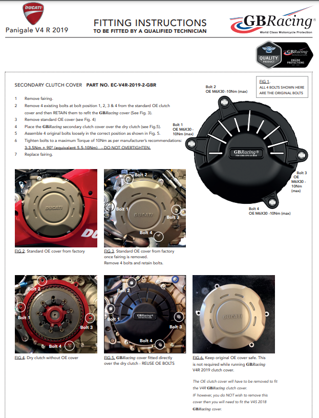 Copertura di protezione per protezione a coppa GBracing Ducati Panigale V4 (19-21)