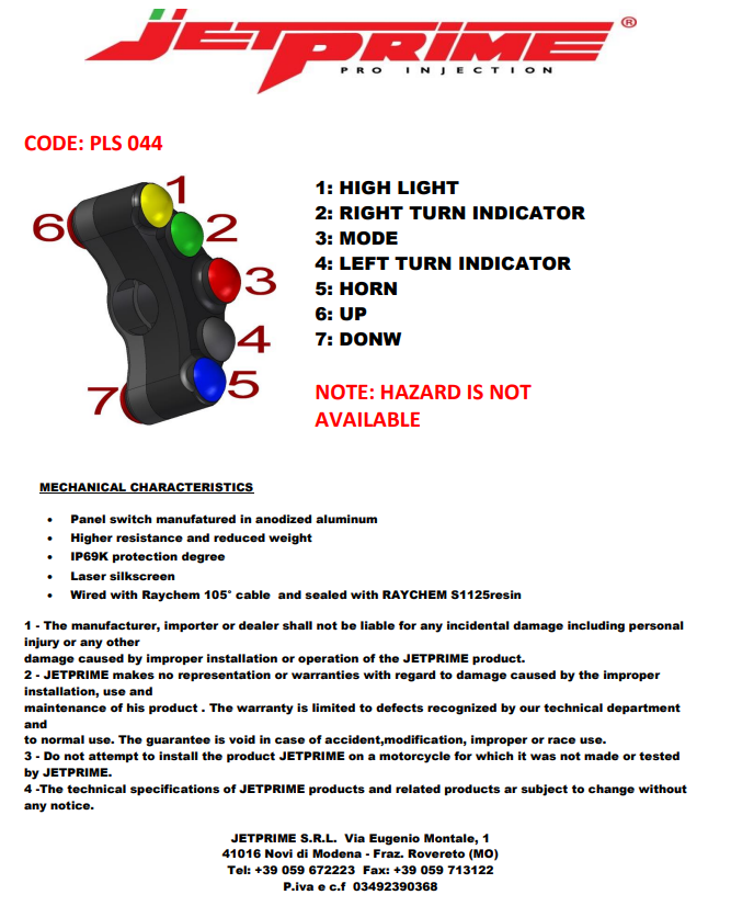Switch Stering Street Jetprime Kawasaki ZX-6R/636/RR (19-22) JP PLS 044