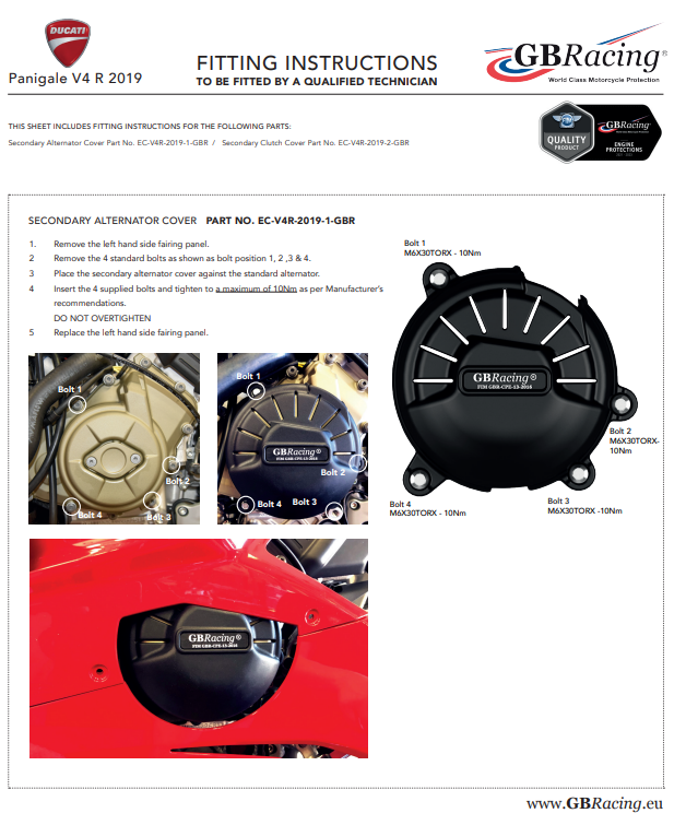 Protezioni del coperchio del motore Completa set gbacing Ducati Panigale V4 (19-21)