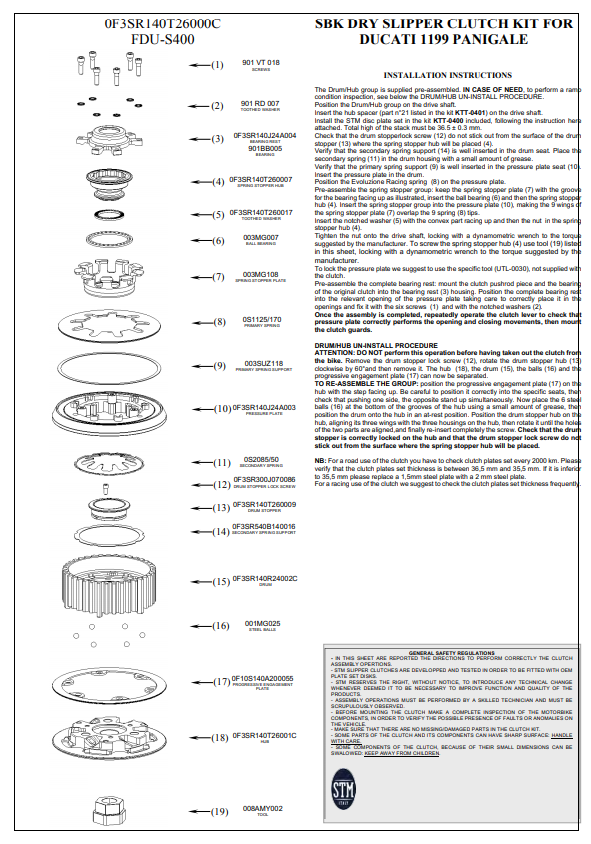 STM EVO SBK Frizione a secco Ducati Panigale 1199/1299 KTT-0400 